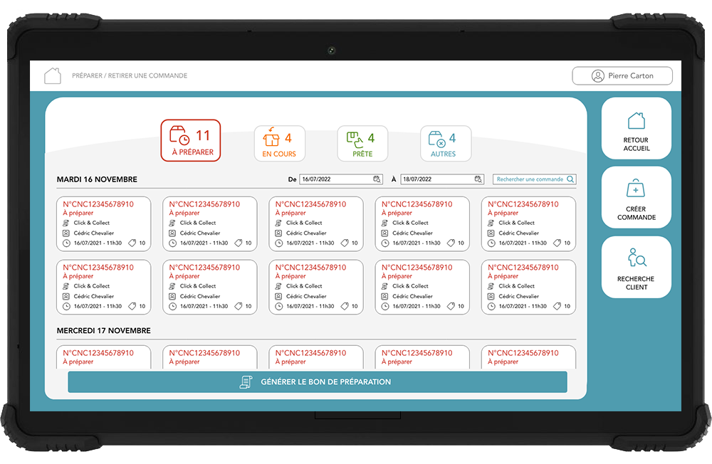 Keyneo preparation de commande sur tablette